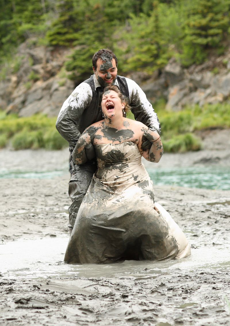 Bride sinking in mud